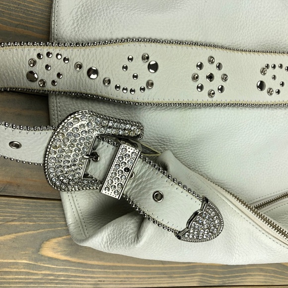 Charm and Luck Bags Charm And Luck Purse Tote White Pebble Leather